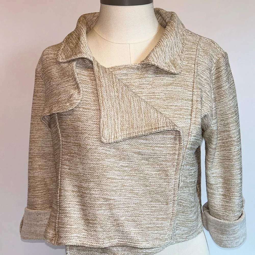 Dolan Left Coast Collection Cotton Sand-tone Long Sleeve Crop Jacket Women’s S - Picture 2 of 14